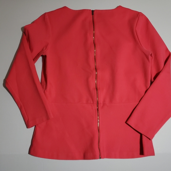 SOLD J. Crew pink peplum top with Zip up back. - Picture 3 of 4